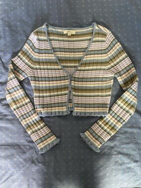 LA HEARTS Striped Knit Top in Pastel Green, Pink & Blue
